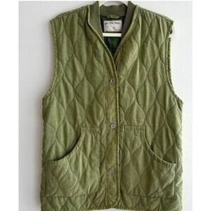 We The Free‎ Billy Quilted Vest M Moss Green NWT Utility Button Front Pockets
